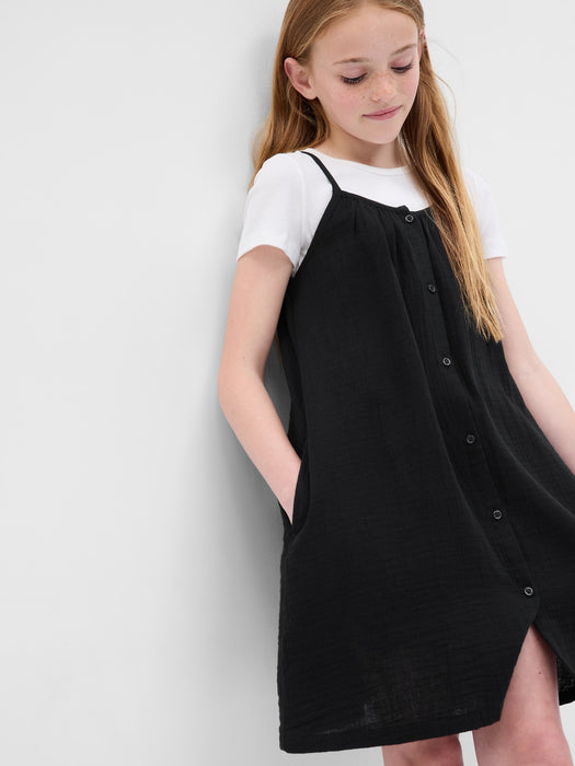 Kids Crinkle Gauze Button-Front Dress