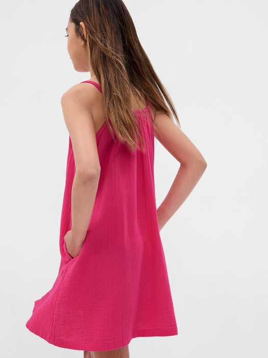 Kids Crinkle Gauze Button-Front Dress