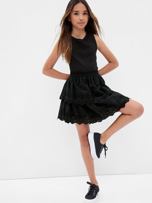 Kids Eyelet Tiered Dress