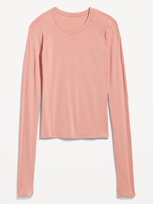 Long-Sleeve Seamless Paneled T-Shirt for Women