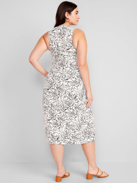 Sleeveless Button-Front Linen-Blend Maxi Shift Dress for Women