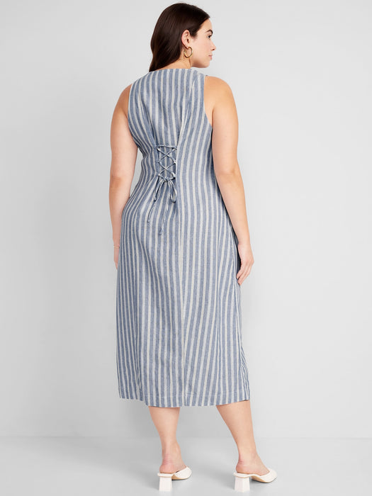 Sleeveless Linen-Blend Button-Front Midi Shift Dress for Women GAP (International) Sleeveless Linen-Blend Button-Front Midi Shift Dress for Women GAP (International)