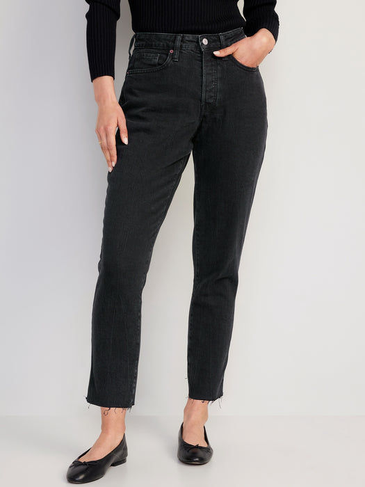Curvy High-Waisted Button-Fly OG Straight Cut-Off Jeans for Women