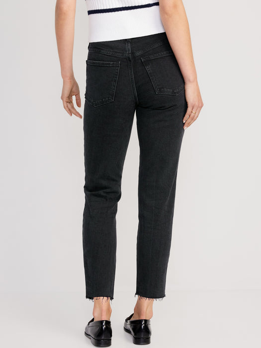High-Waisted OG Straight Black Cutoff Jeans for Women