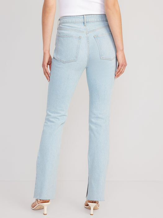 Extra High-Waisted Button-Fly Kicker Boot-Cut Side-Slit Jeans for Women