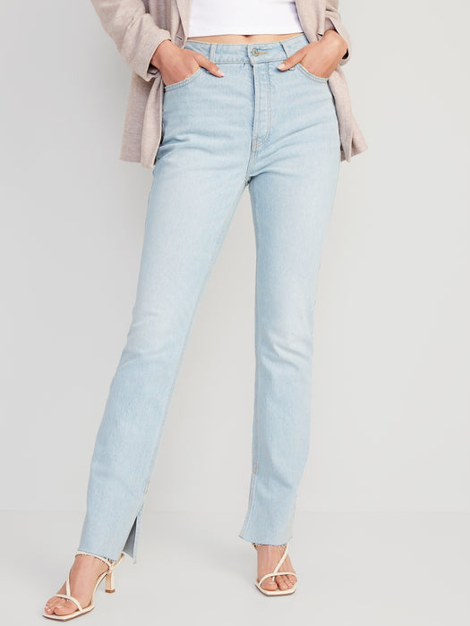 Extra High-Waisted Button-Fly Kicker Boot-Cut Side-Slit Jeans for Women