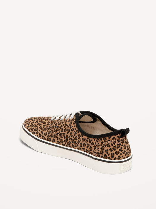 Printed Elastic-Lace Canvas Sneakers for Girls