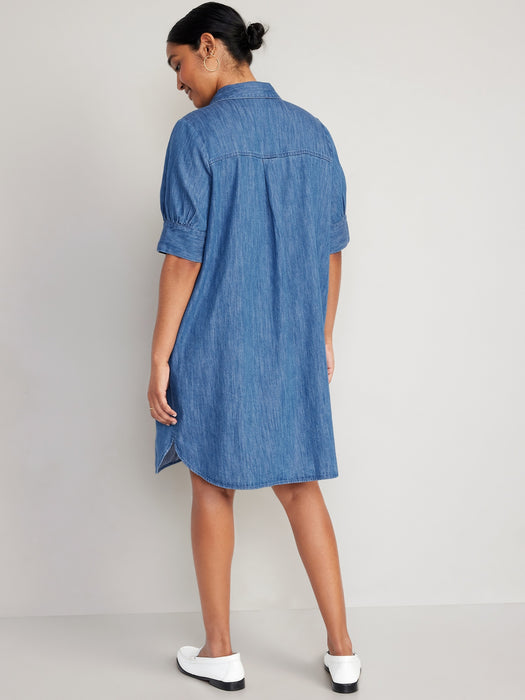 Short-Sleeve Jean Shirt Dress