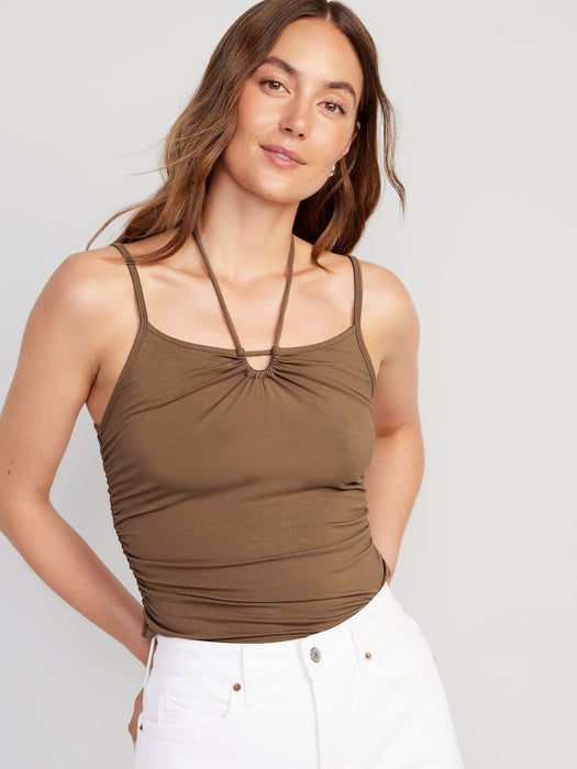 Fitted Sleeveless Tie-Front Top for Women