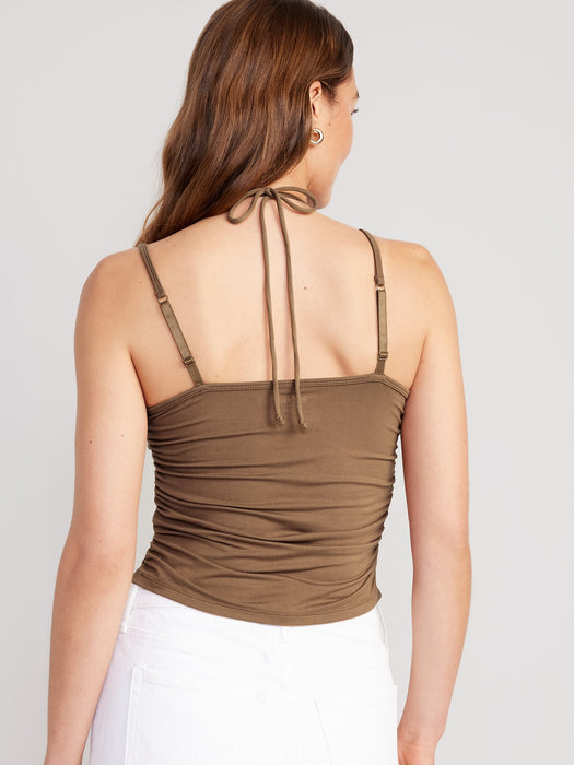 Fitted Sleeveless Tie-Front Top for Women