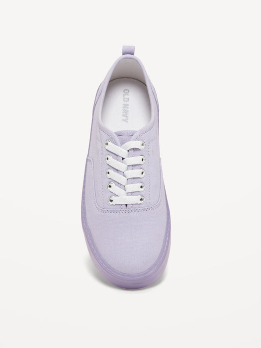 Elastic-Lace Canvas Jelly Sneakers for Girls