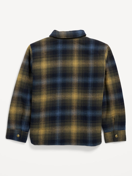 Soft-Brushed Flannel Sherpa-Lined Shacket for Boys