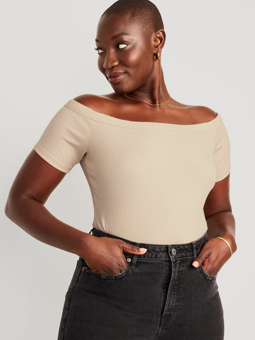 Fitted Off-The-Shoulder T-Shirt for Women