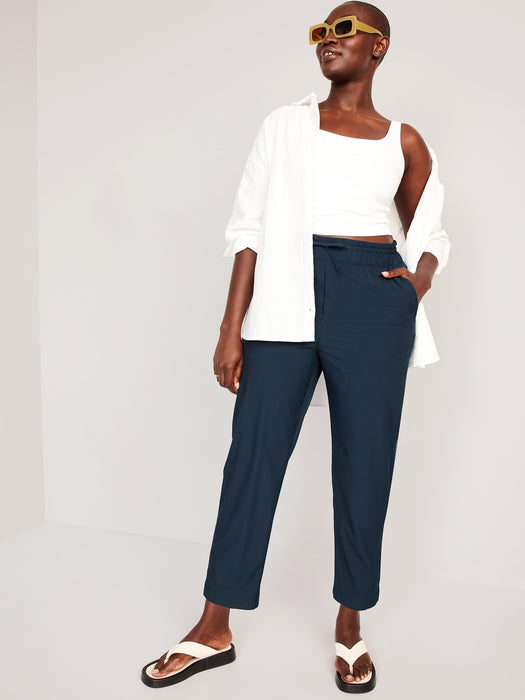 High-Waisted StretchTech Cropped Tapered Pants for Women