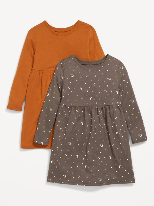 Long-Sleeve Fit & Flare Dress 2-Pack for Toddler Girls