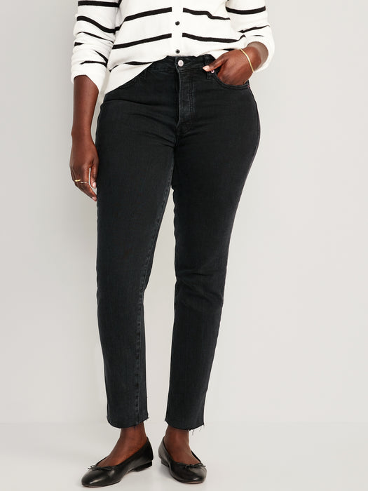 High-Waisted OG Straight Black Cutoff Jeans for Women