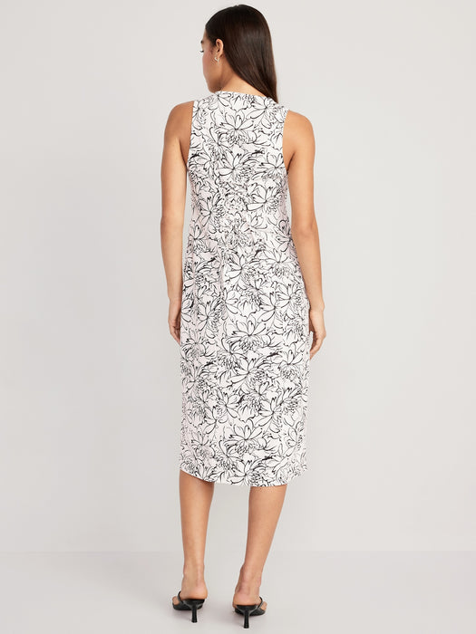 Sleeveless Button-Front Linen-Blend Maxi Shift Dress for Women