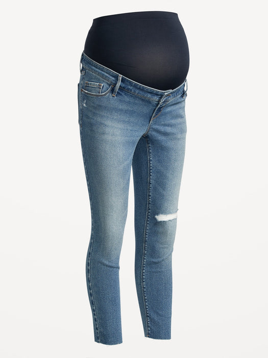 Maternity Premium Full-Panel Rockstar Super Skinny Ripped Jeans