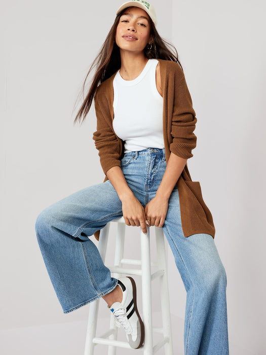 Textured Open-Front Sweater