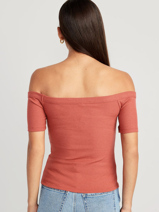 Fitted Off-The-Shoulder T-Shirt for Women