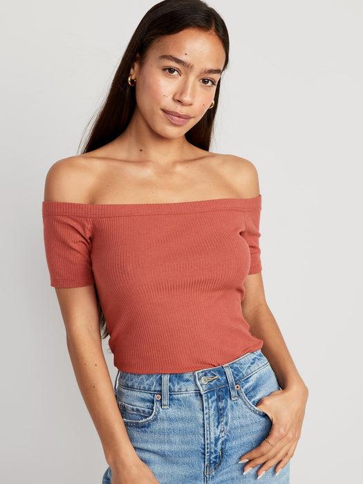 Fitted Off-The-Shoulder T-Shirt for Women