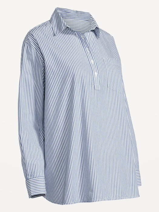 Maternity Boyfriend Striped Popover Shirt
