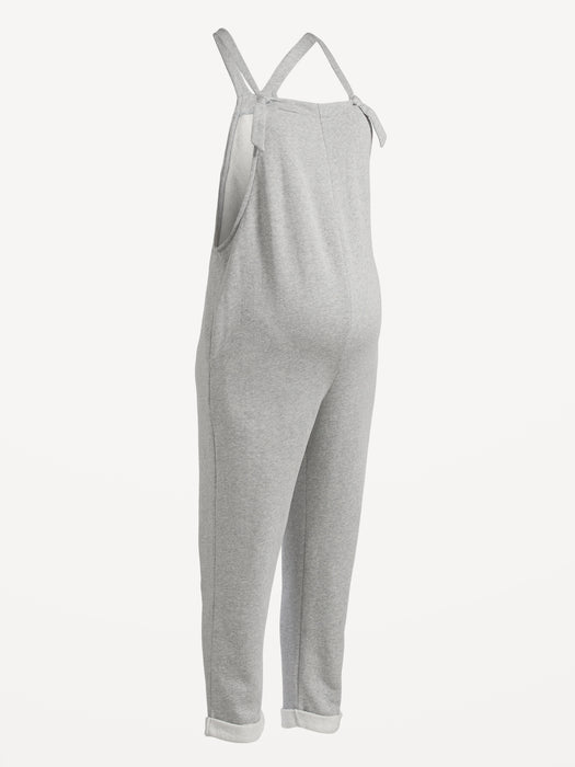 Maternity Knotted-Strap Fleece Overalls