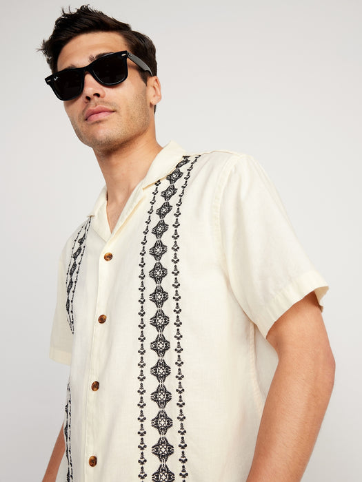 Short-Sleeve Matching Print Camp Shirt for Men