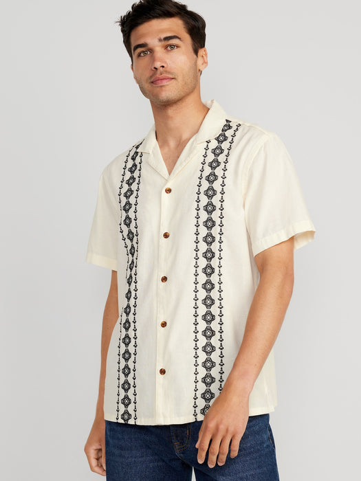 Short-Sleeve Matching Print Camp Shirt for Men