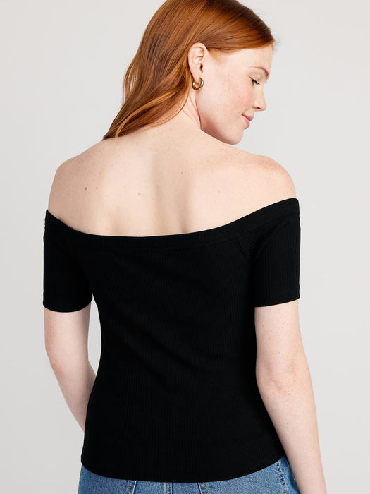 Fitted Off-The-Shoulder T-Shirt for Women