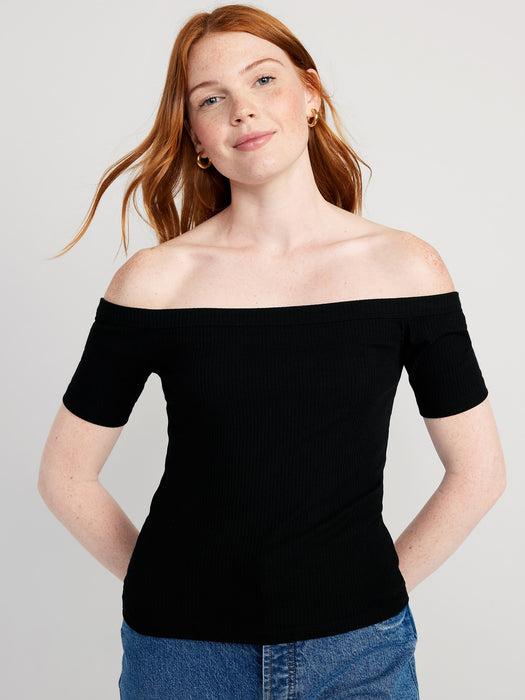 Fitted Off-The-Shoulder T-Shirt for Women
