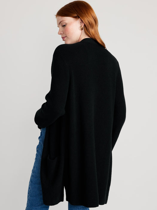Textured Long-Line Open-Front Sweater for Women
