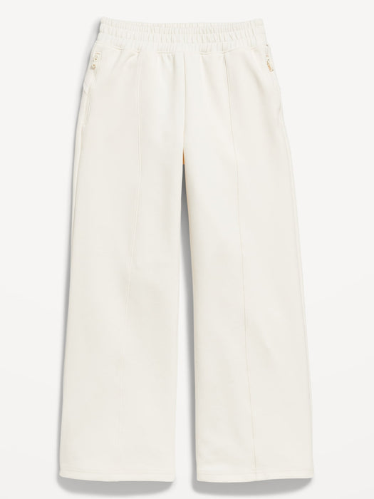 High-Waisted Dynamic Fleece Zip-Pocket Wide-Leg Sweatpants for Girls