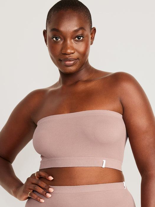 Rib-Knit Seamless Bandeau Bralette