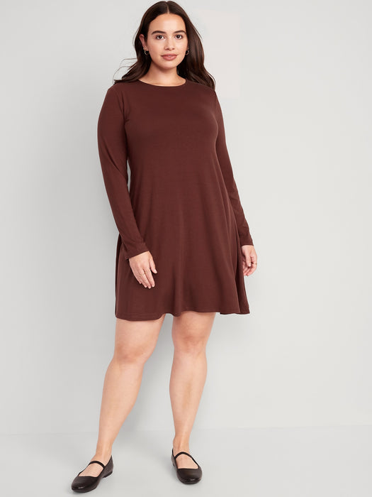 Long-Sleeve Mini Swing Dress
