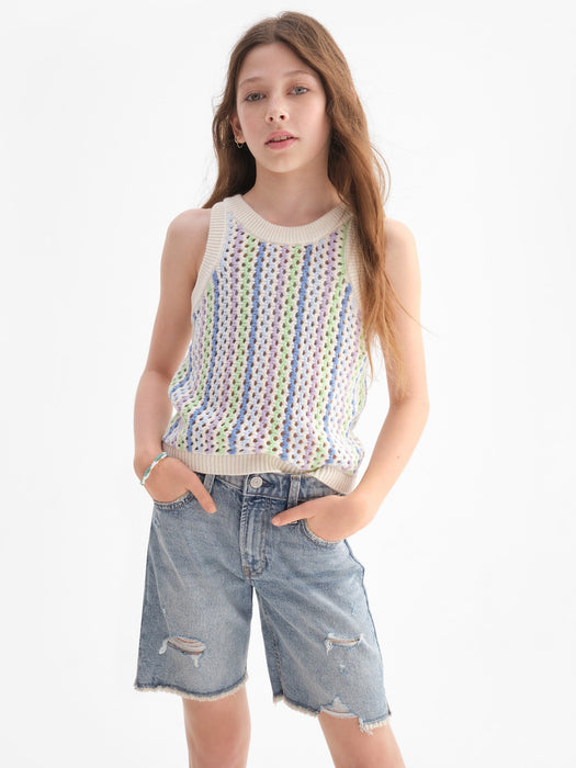 Kids High Rise '90s Loose Bermuda Shorts with Washwell