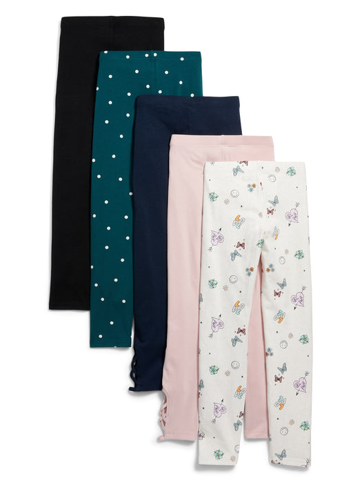 Built-In Tough Full-Length Leggings 5-Pack for Girls