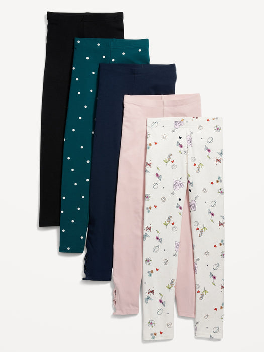 Built-In Tough Full-Length Leggings 5-Pack for Girls