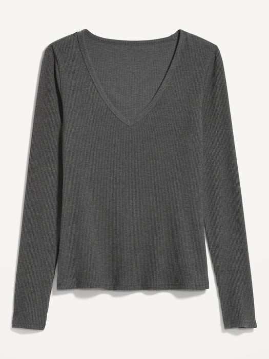 Plush Long-Sleeve V-Neck T-Shirt