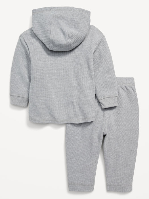Unisex Thermal-Knit Logo Hoodie & Pants Set for Baby