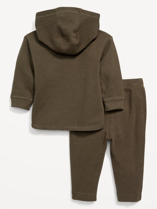 Unisex Thermal-Knit Logo Hoodie & Pants Set for Baby
