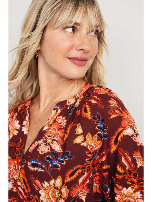 Long-Sleeve Split-Neck Top