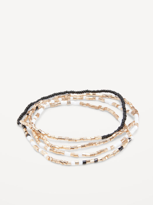 Gold-Plated Beaded Stretch Bracelet 4-Pack for Women