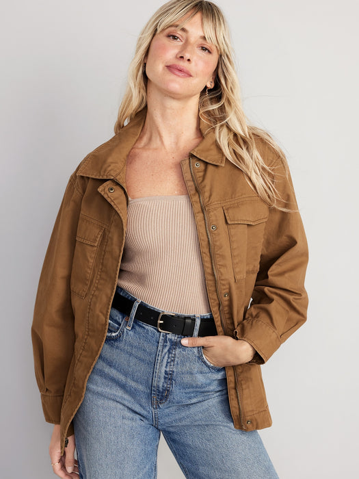 Cinched-Waist Utility Jacket