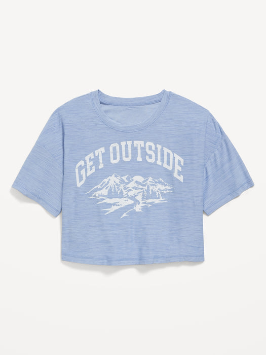 Breathe ON Short-Sleeve Cropped Slub-Knit Performance T-Shirt for Girls