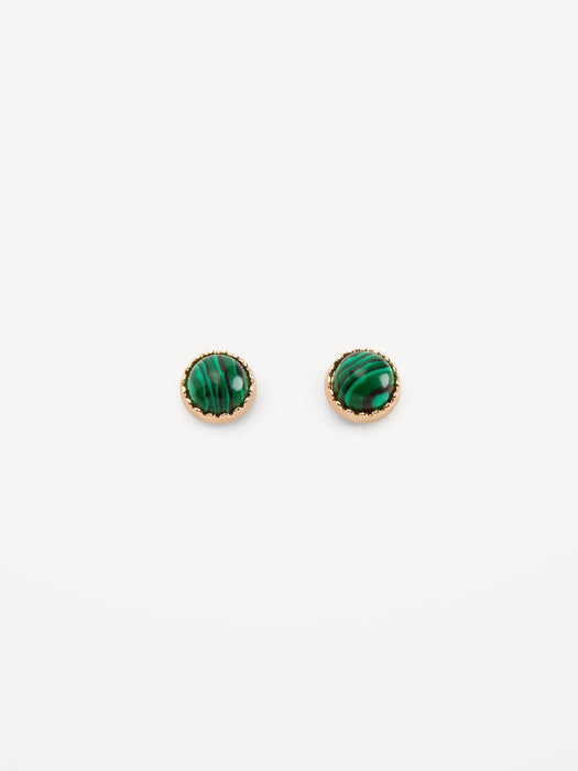 Gold-Plated Stone Stud Earrings for Women