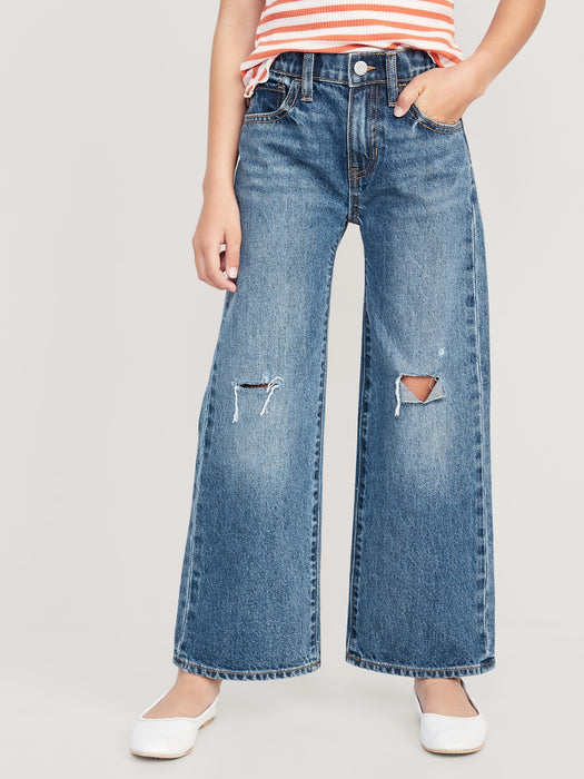 High-Waisted Baggy Ripped Wide-Leg Jeans for Girls