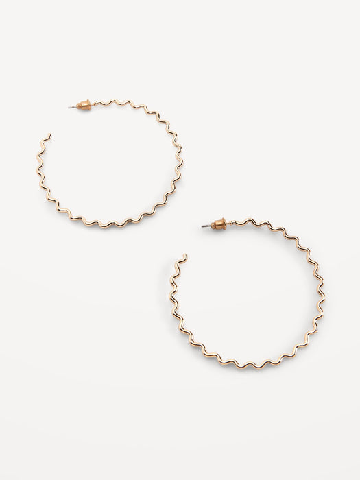Gold-Plated Wavy Hoop Earrings for Women