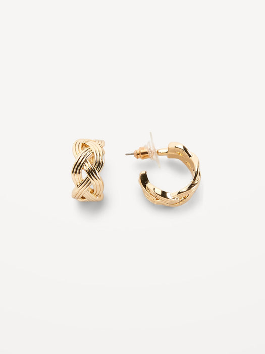 Gold-Plated Braided Open Hoop Earrings for Women