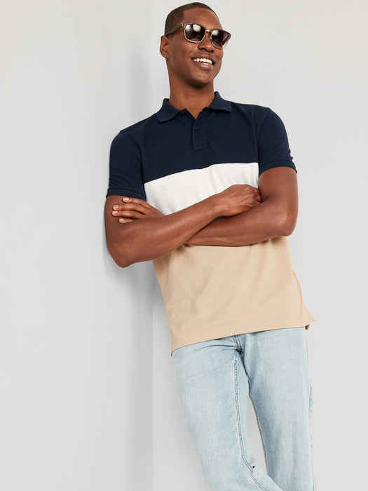 Color-Block Classic Fit Pique Polo for Men